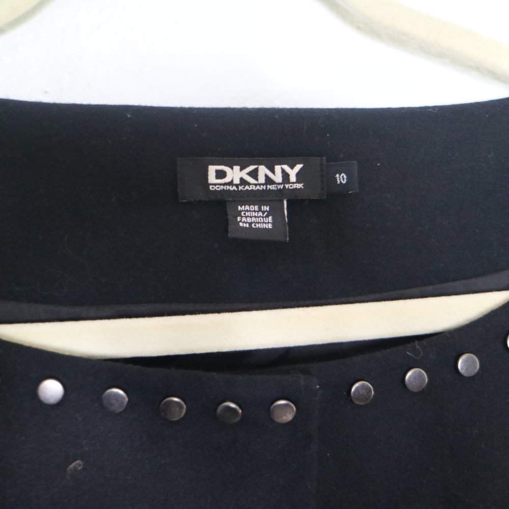 DKNY Riveted Black Boxy Studded Blazer Size 10 - Picture 3 of 3
